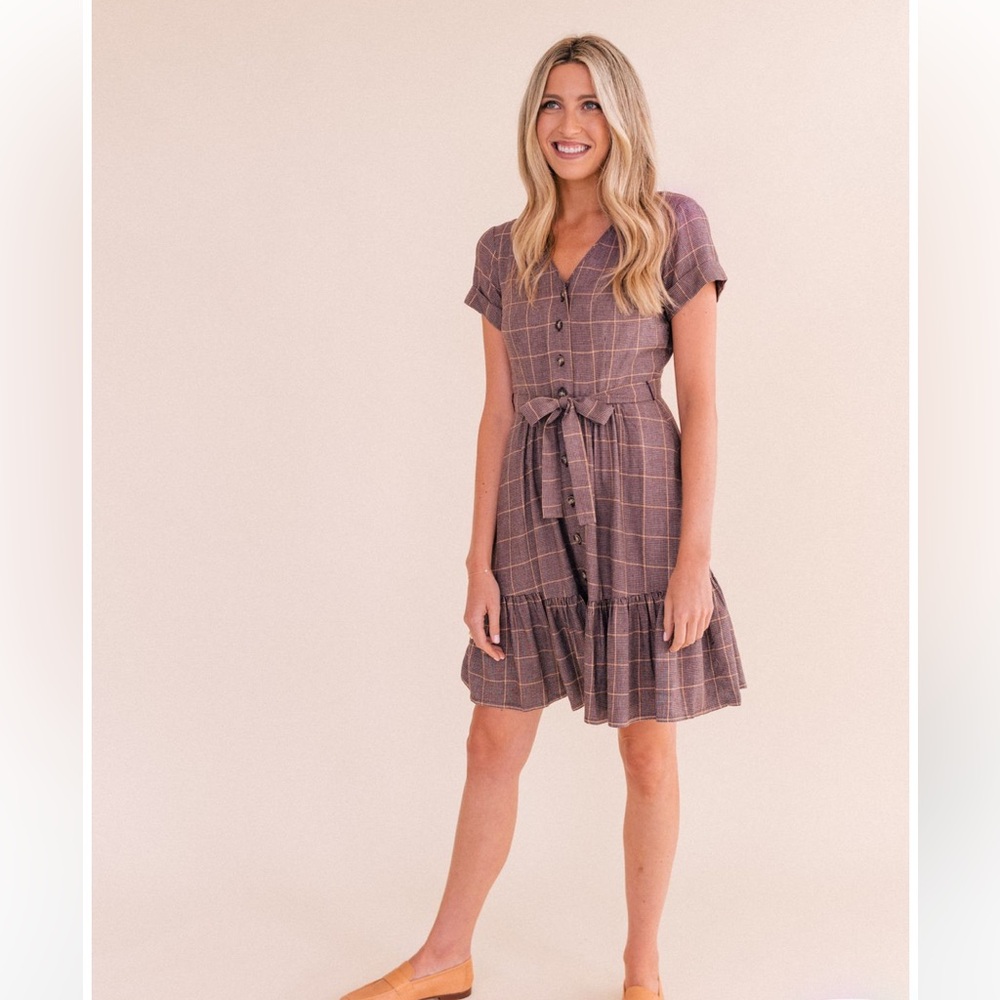 Plaid Ruffle Hem Kids Dress